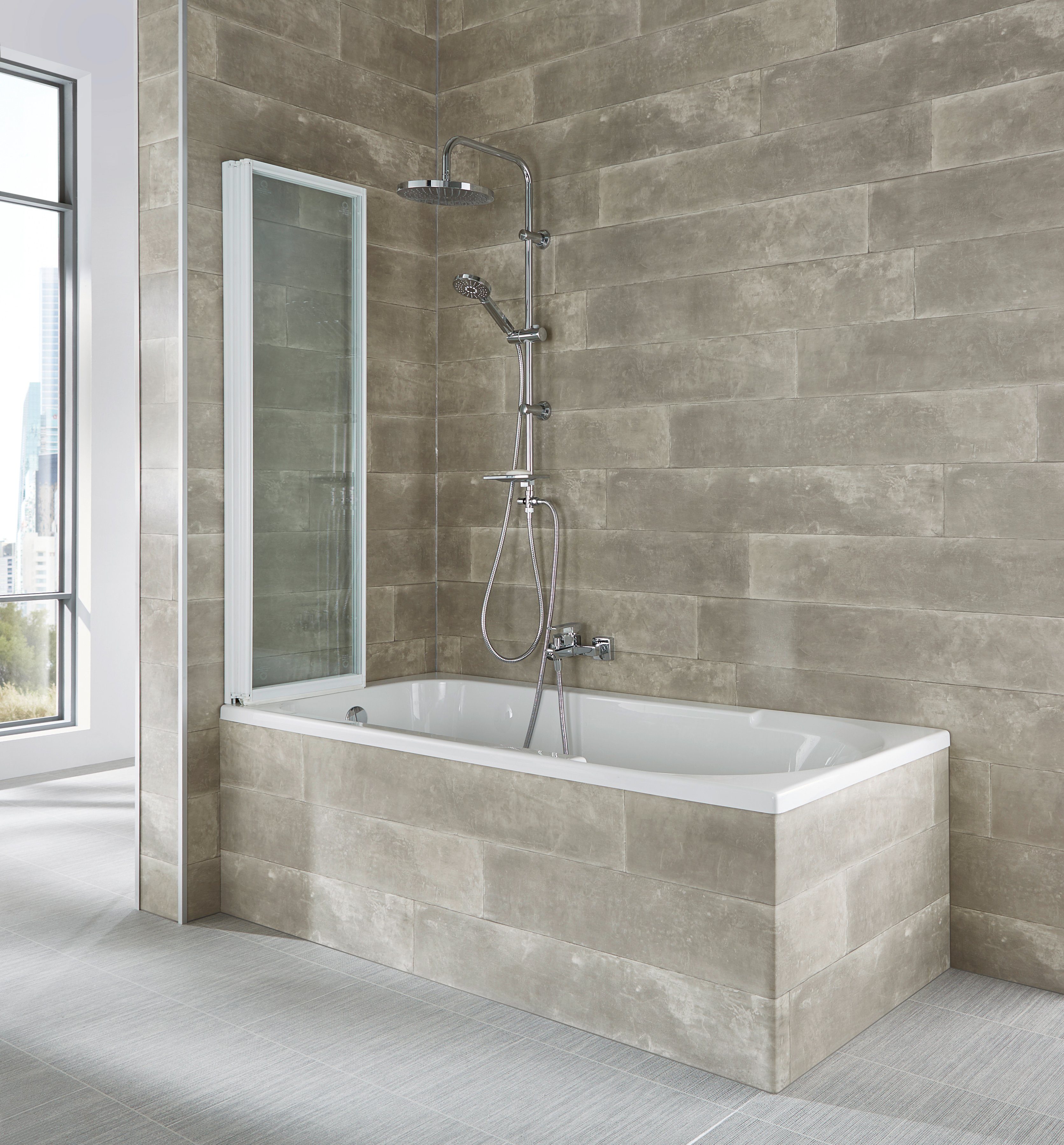welltime Badewannenaufsatz Nassau, Einscheibensicherheitsglas, (3 tlg), Badewannenfaltwand, Spritzschutzwand für Badewanne, Glaswand