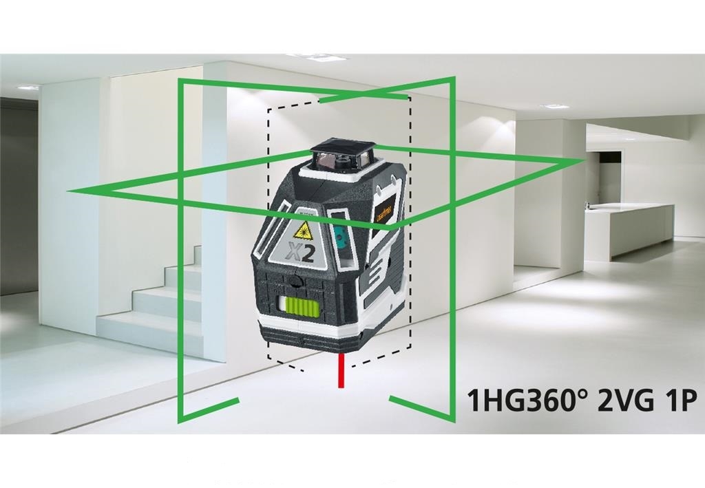 Laserliner 031.550L X2-Laser 360° linijski laser s magnetskom stezaljkom i zidnim nosačem