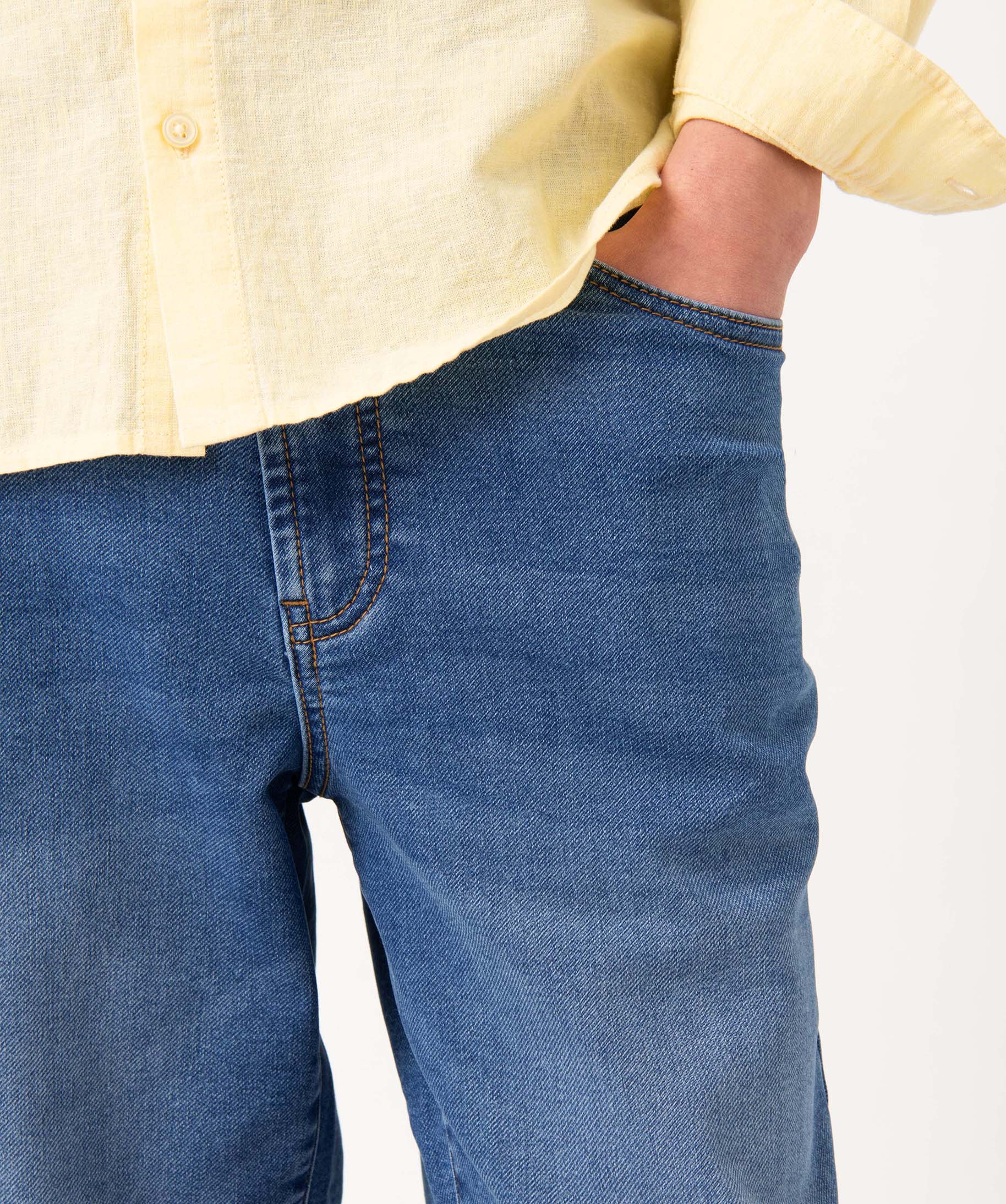 Bermuda en jean homme extensible coupe droite stone | GEMO