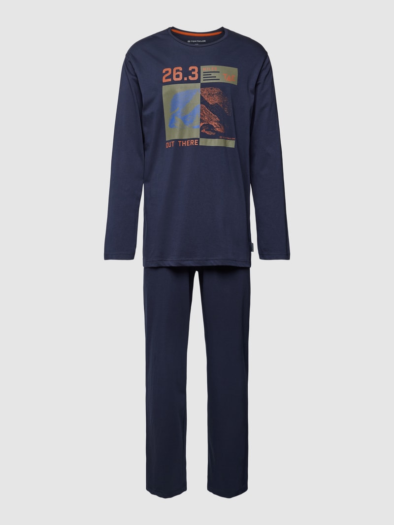 Pyjama mit Motiv-Print in dunkelblau