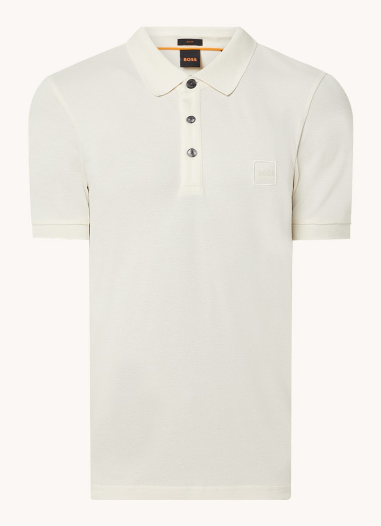 Polo HUGO BOSS Passenger slim fit em piqué de algodão com logotipo.