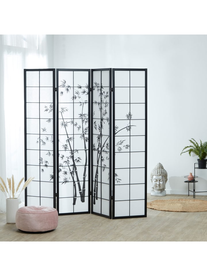 Homestyle4u 4-tlg. Paravent in Schwarz 176x179 günstig kaufen onesize