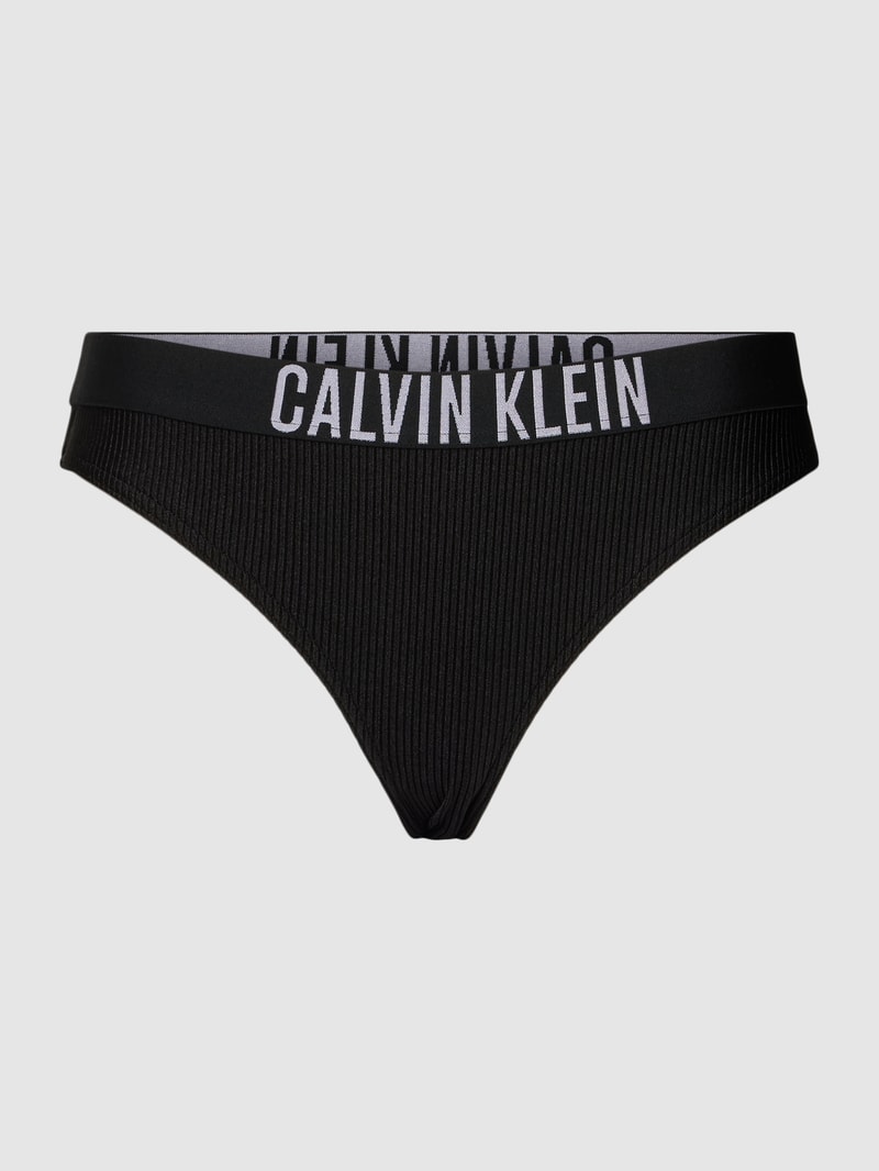 Bikini-Hose in Ripp-Optik in schwarz