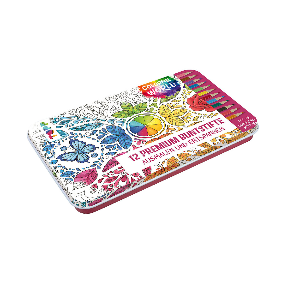 Buntstifte Colorful World, 12 Farben in Designdose