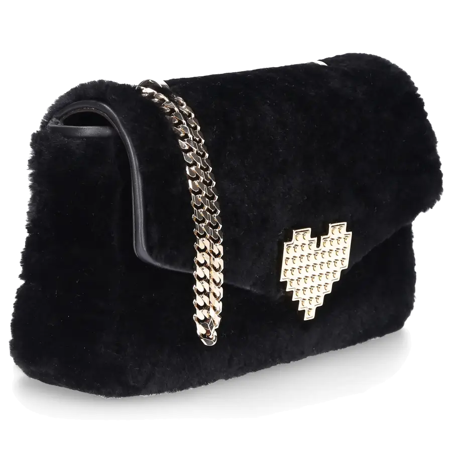 Les Petit Joueurs - Handtasche IVY Shearling Wool - schwarz