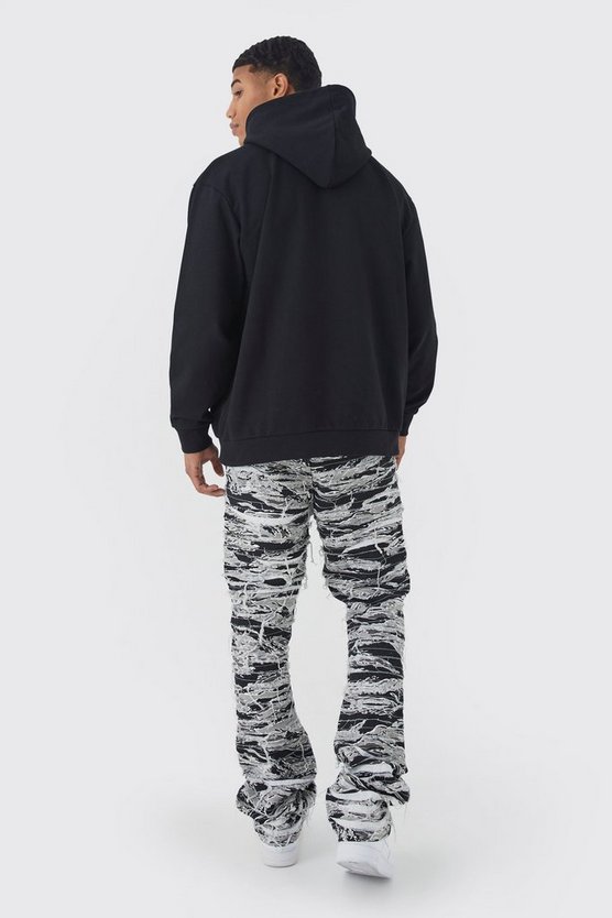 Zerrissene Slim-Fit Camouflage-Hose