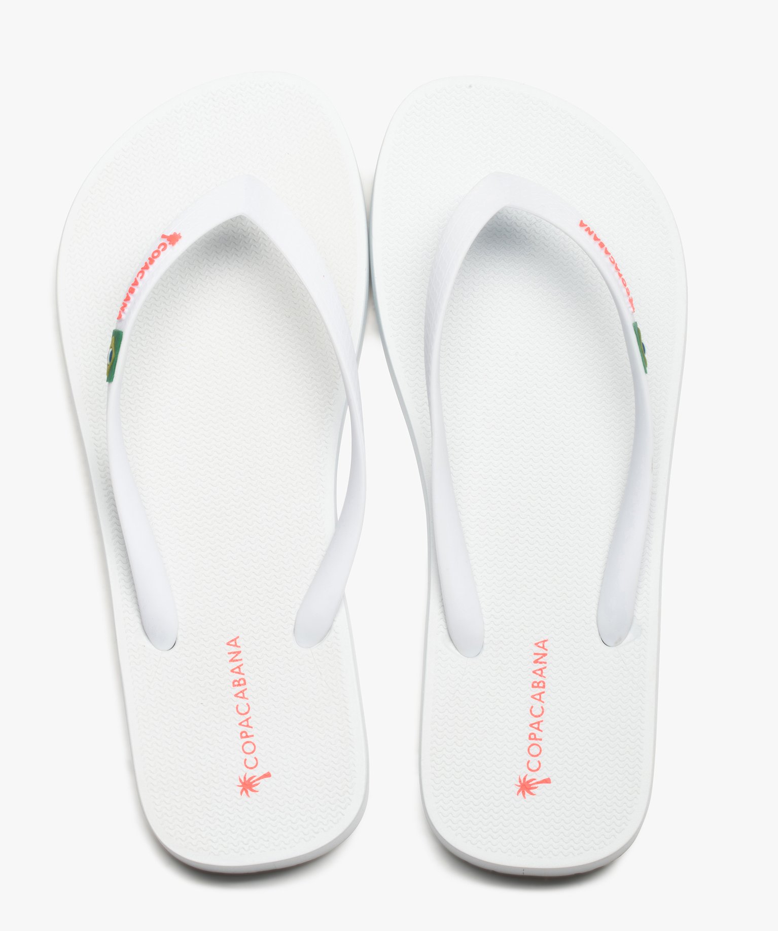 Tongs femme unies avec logo fluo - Copacabana blanc | GEMO