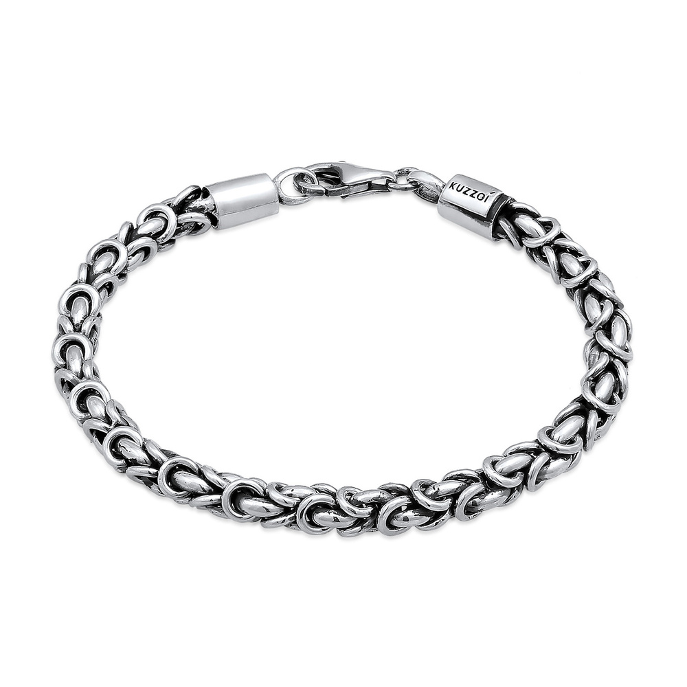 KUZZOI KUZZOI Bracelet Maillons hommes de base Massif en argent sterling 925 Bracelet