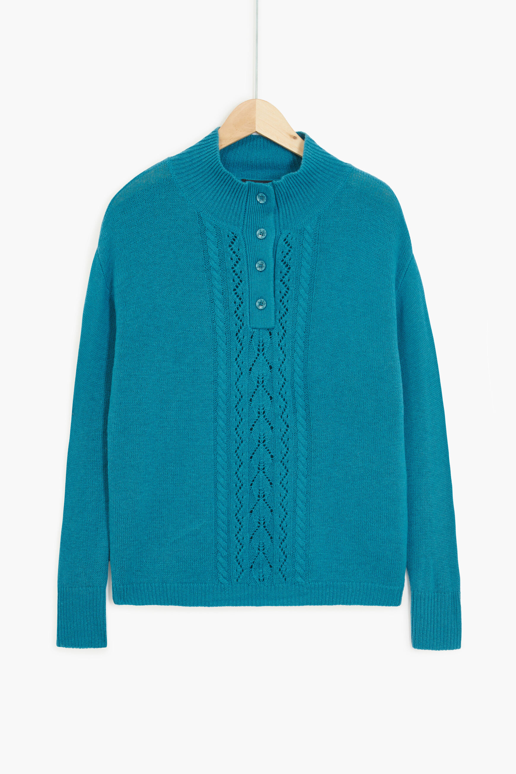 pull florine 100% laine bleu petrole femme