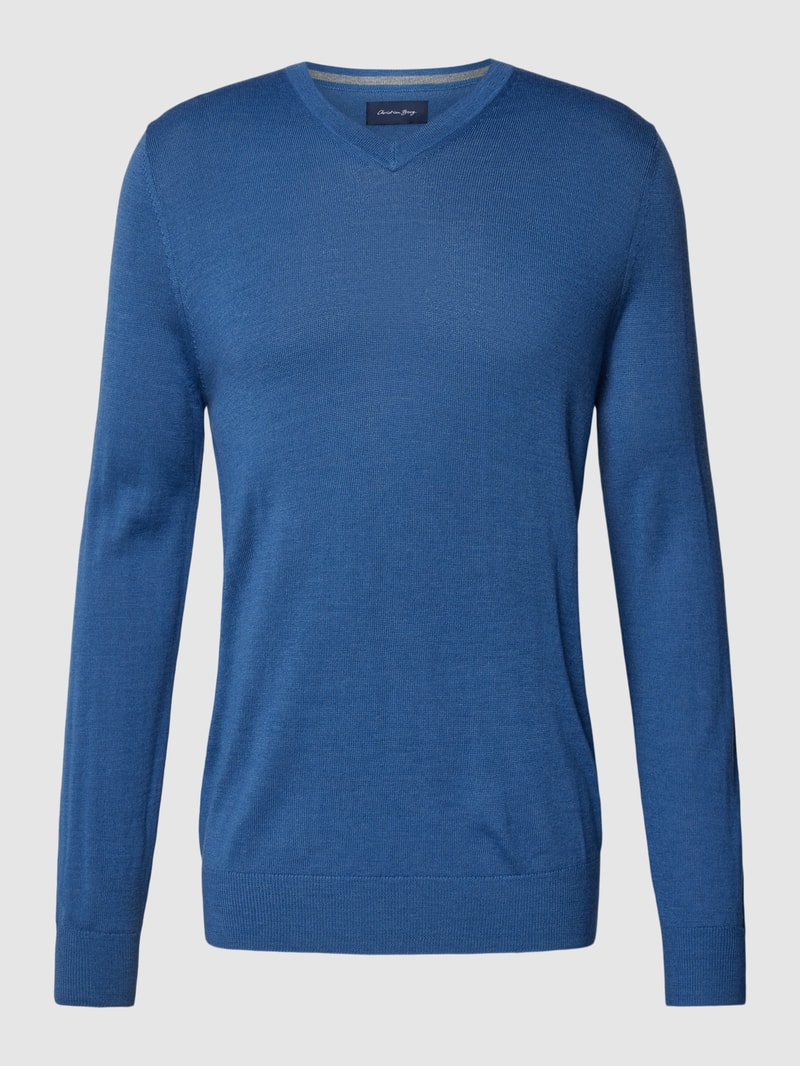 Strickpullover in jeans meliert