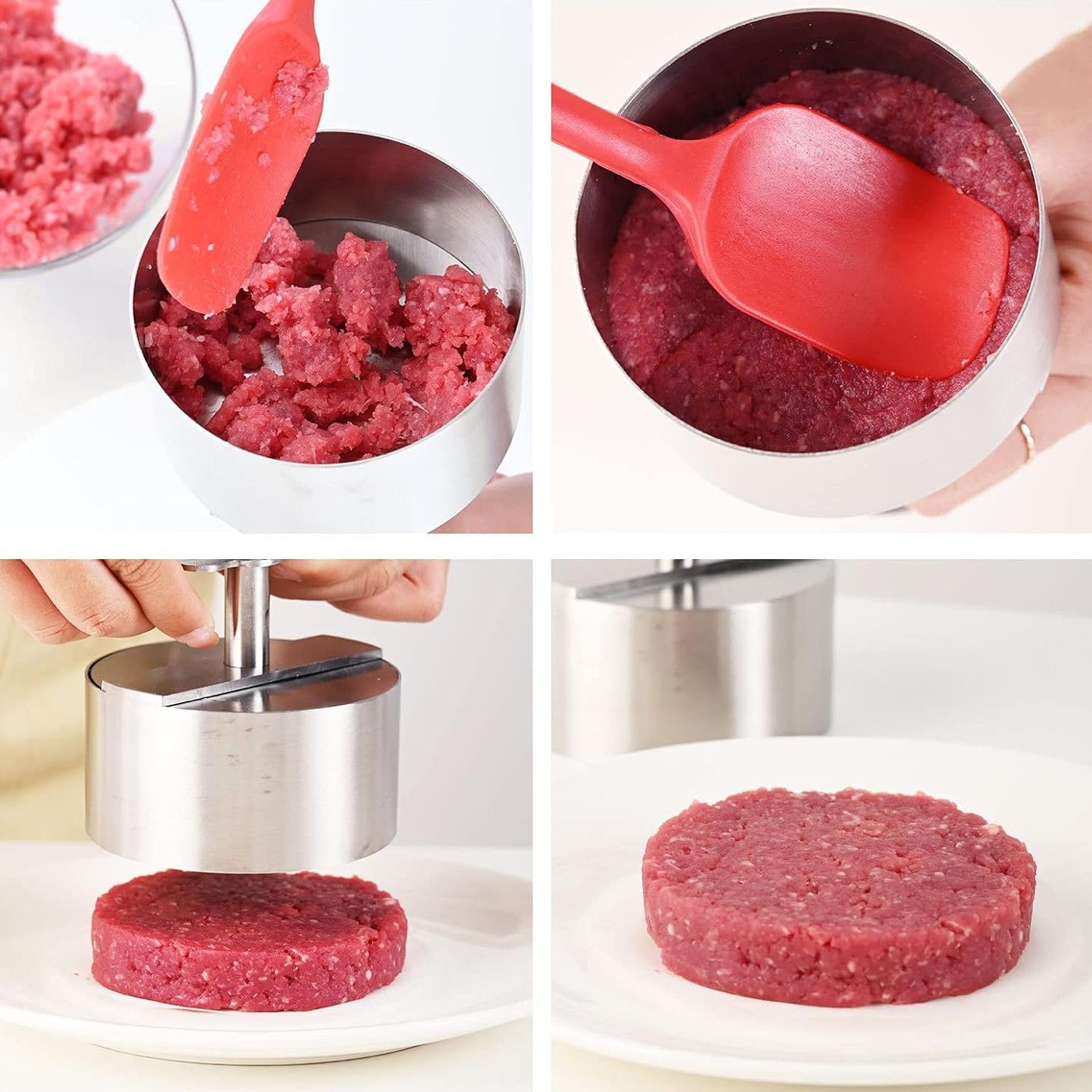 AKKEE Burgerpresse Burgerpresse, 304 Edelstahl Burgerpresse, 11cm Hamburger Patty Maker (1 St), Patty Fleischpresse Fleischform Küchenwerkzeug