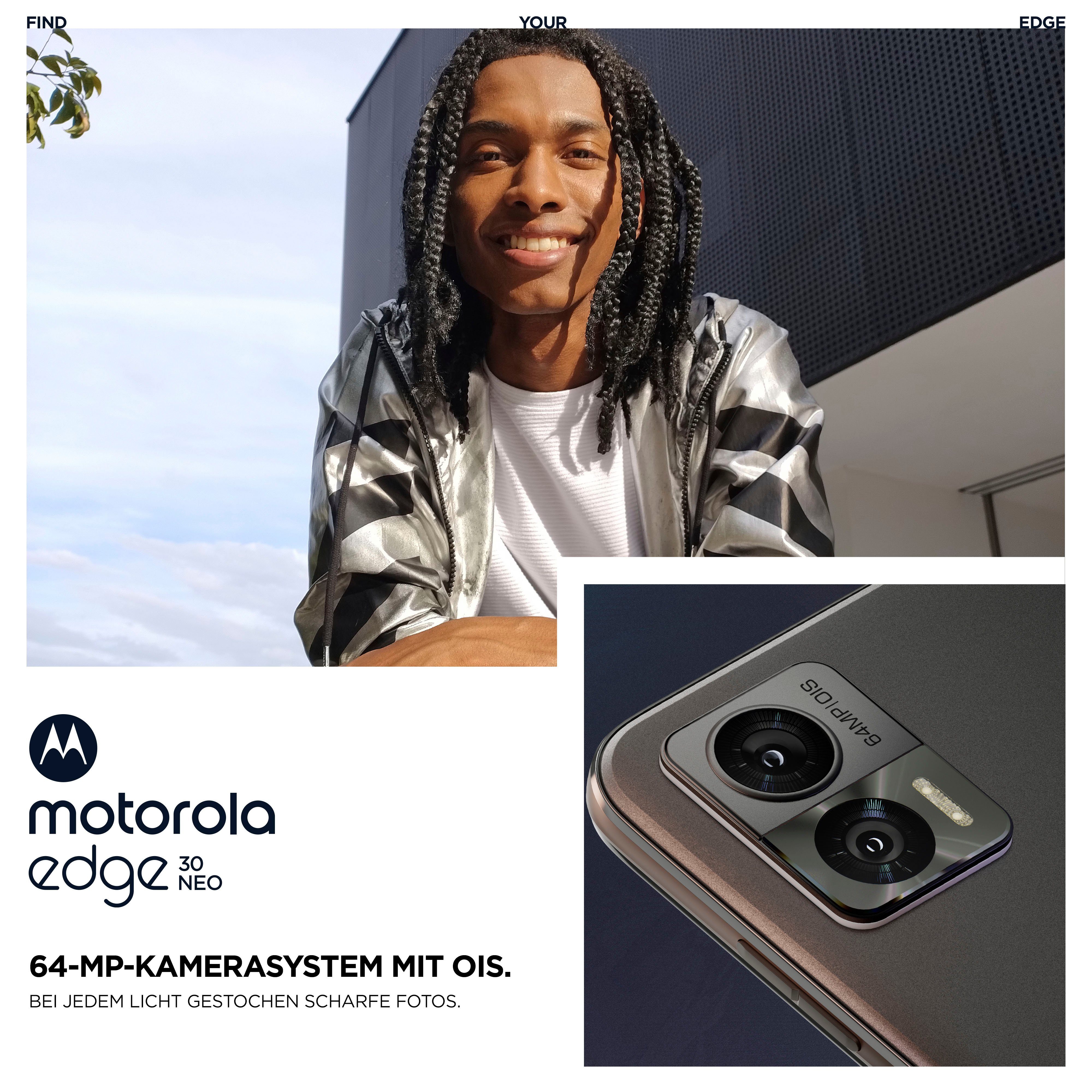 Motorola Edge 30 Neo 256 GB Smartphone (16 cm/6,3 Zoll, 256 GB Speicherplatz, 64 MP Kamera)
