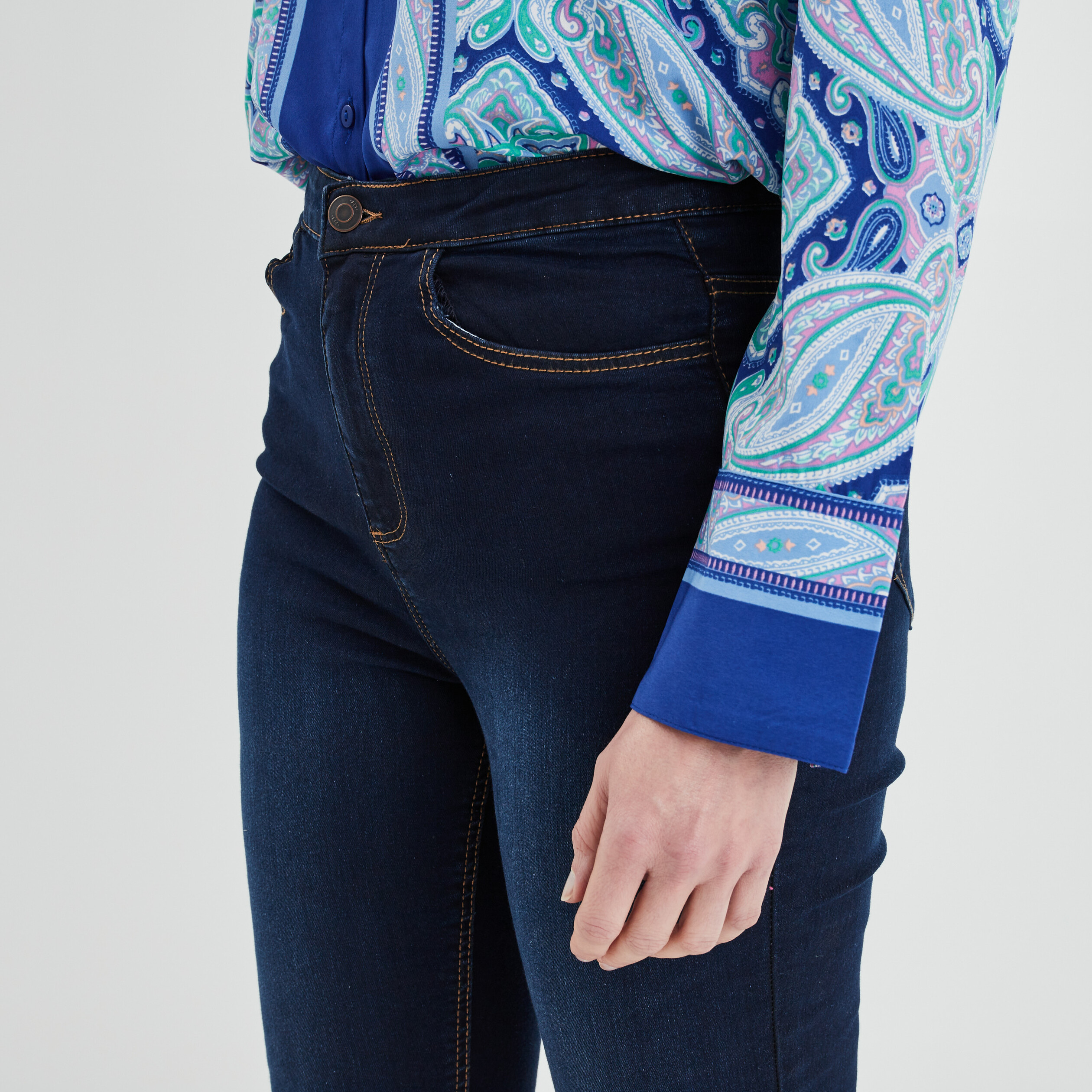 Jeans skinny taille haute denim brut femme | La Halle