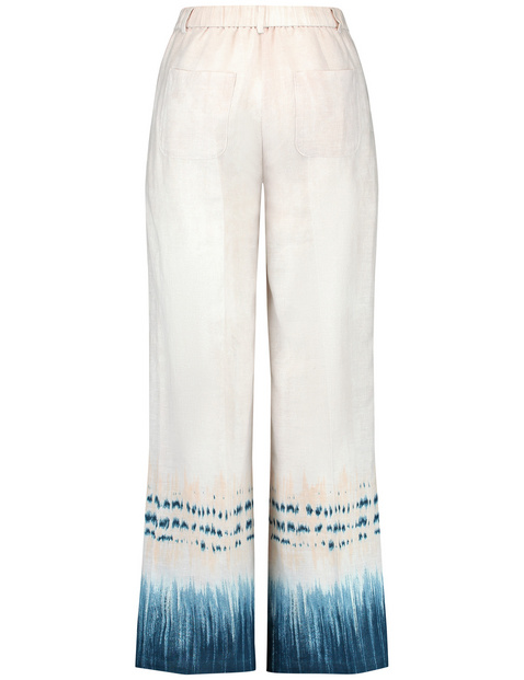 Leinenhose mit gemustertem Saum
