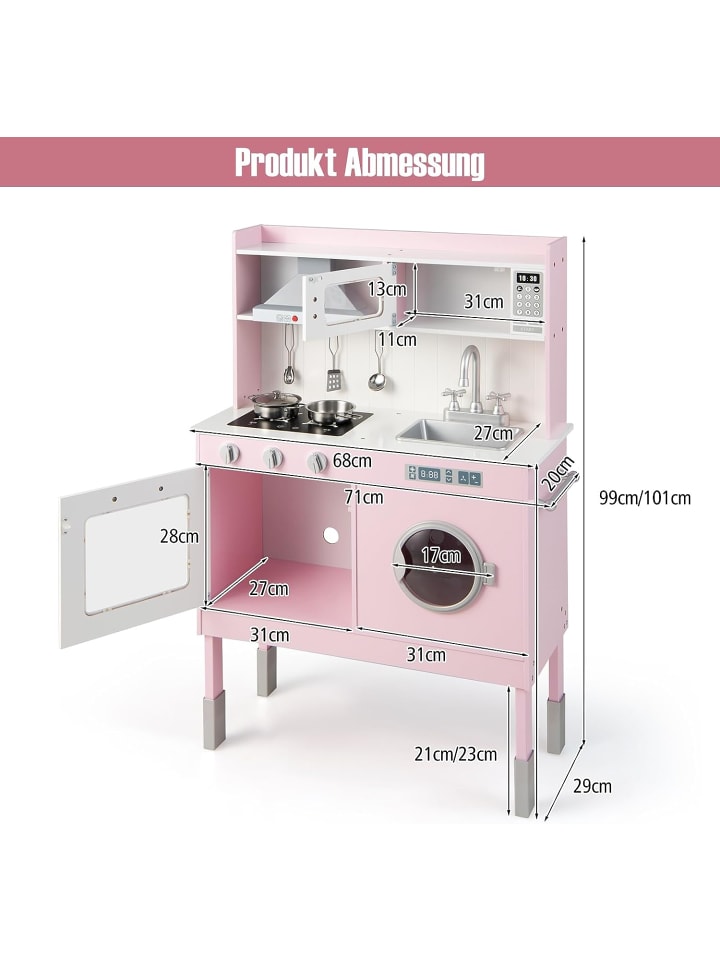 COSTWAY Spielküche in Rosa günstig kaufen 70 cm