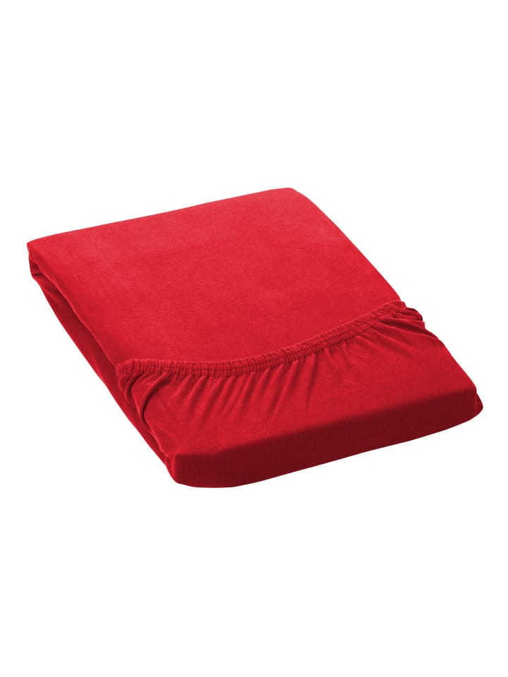 GMD Living Jersey Premium Spannbettlaken JANNEBY in Farbe Rot günstig kaufen