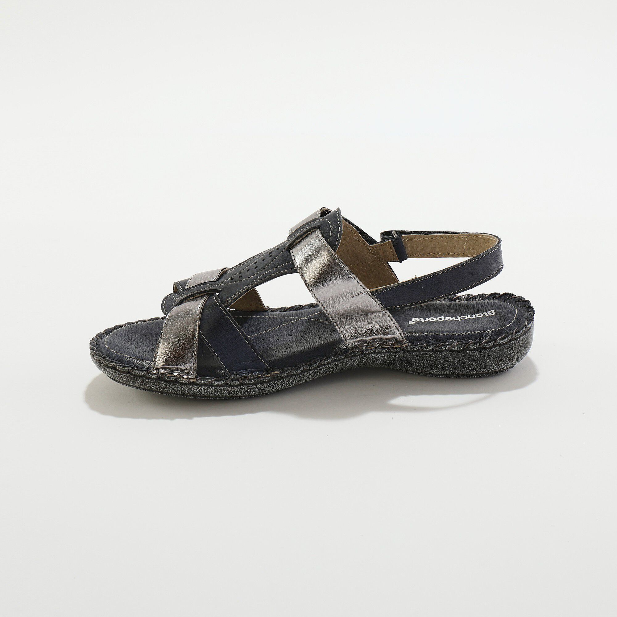 Sandales bicolores en cuir extra souple