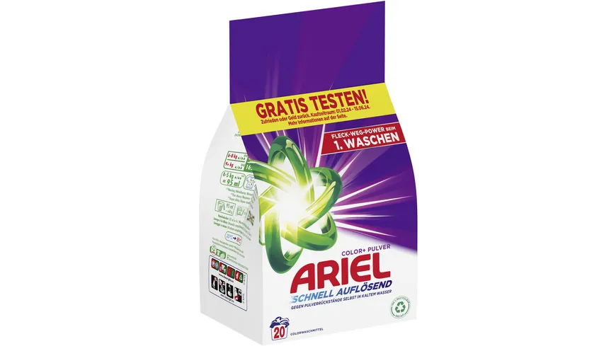 Ariel Colorwaschmittel schnell auflösend Color+ Pulver 1.2 kg