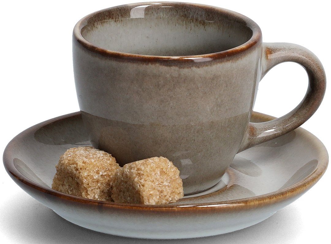 Zeller Present Espressotasse, Keramik, spülmaschinengeeignet, 8-teilig (4 Tassen, 4 Untertassen)