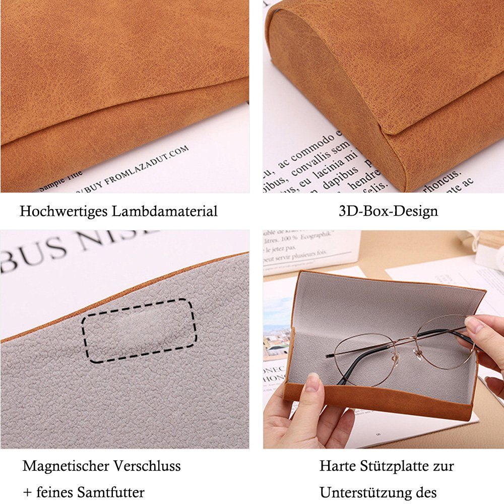 Tian Dee Brillenetui 3 Stück Harte Brillenetui, Brillenetui aus Leder, Brillenetui Box