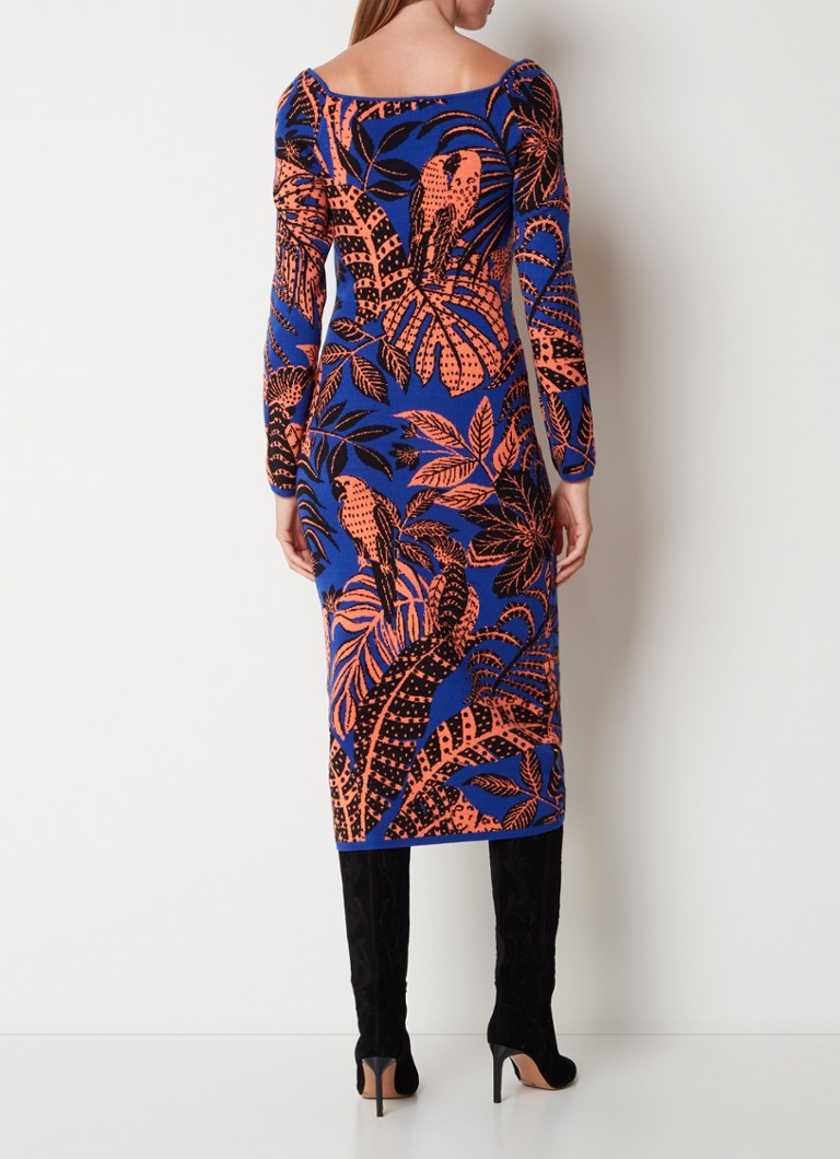 Vestido midi de punto fino con estampado de hojas de Farm Rio Tropical