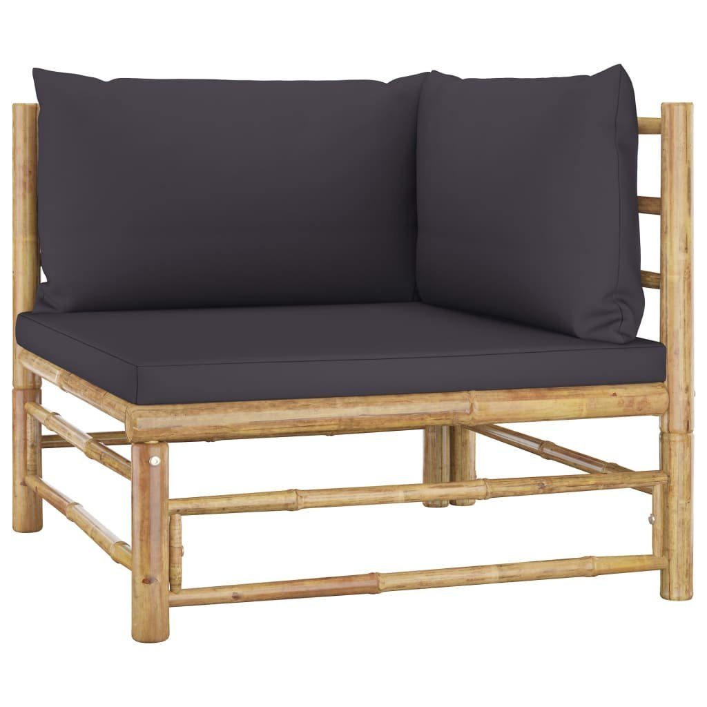 vidaXL Loungesofa 2-tlg. Garten-Lounge-Set mit Kissen Dunkelgrau Bambus, 1 Teile