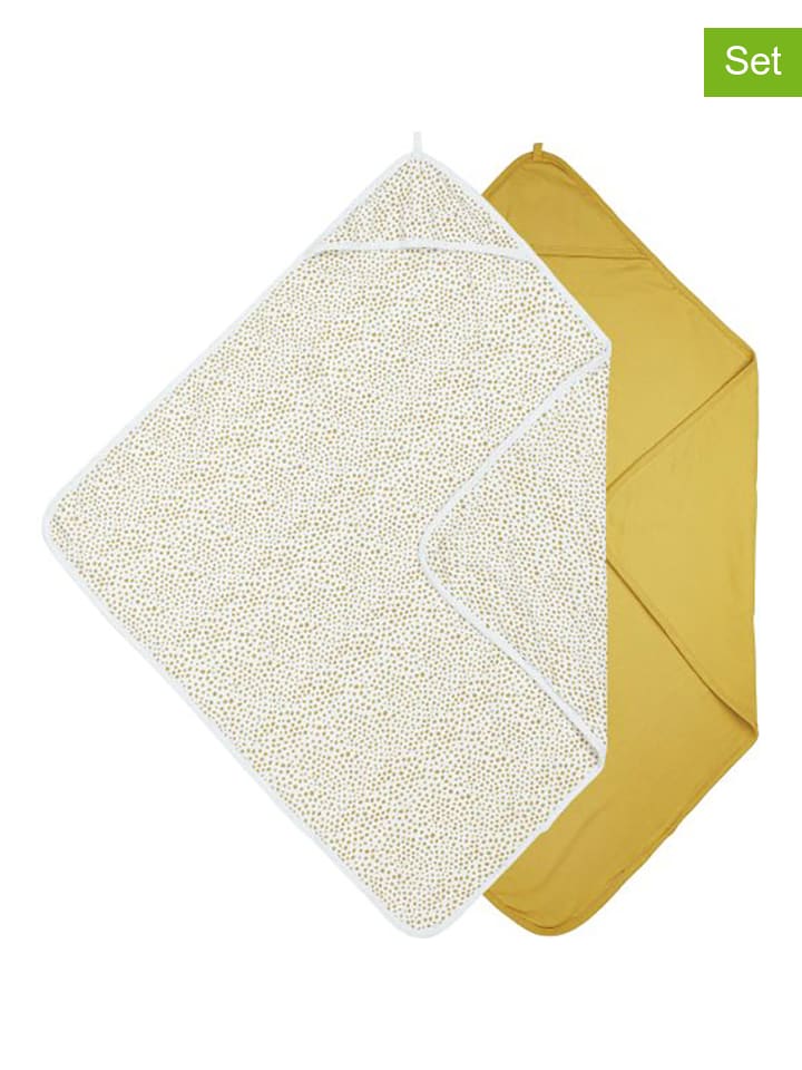 Meyco 2er-Set: Kapuzenhandtücher in Weiß/ Gelb - (L)80 x (B)80 cm günstig kaufen onesize