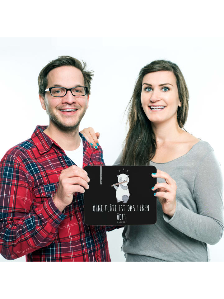 Mr. & Mrs. Panda Mauspad Flöte Leben mit Spruch in Schwarz günstig kaufen onesize