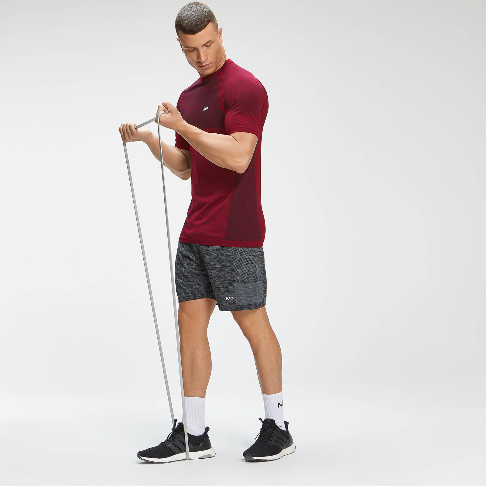 T-shirt sans coutures à manches courtes MP Essentials pour hommes – Lie-de-vin chiné