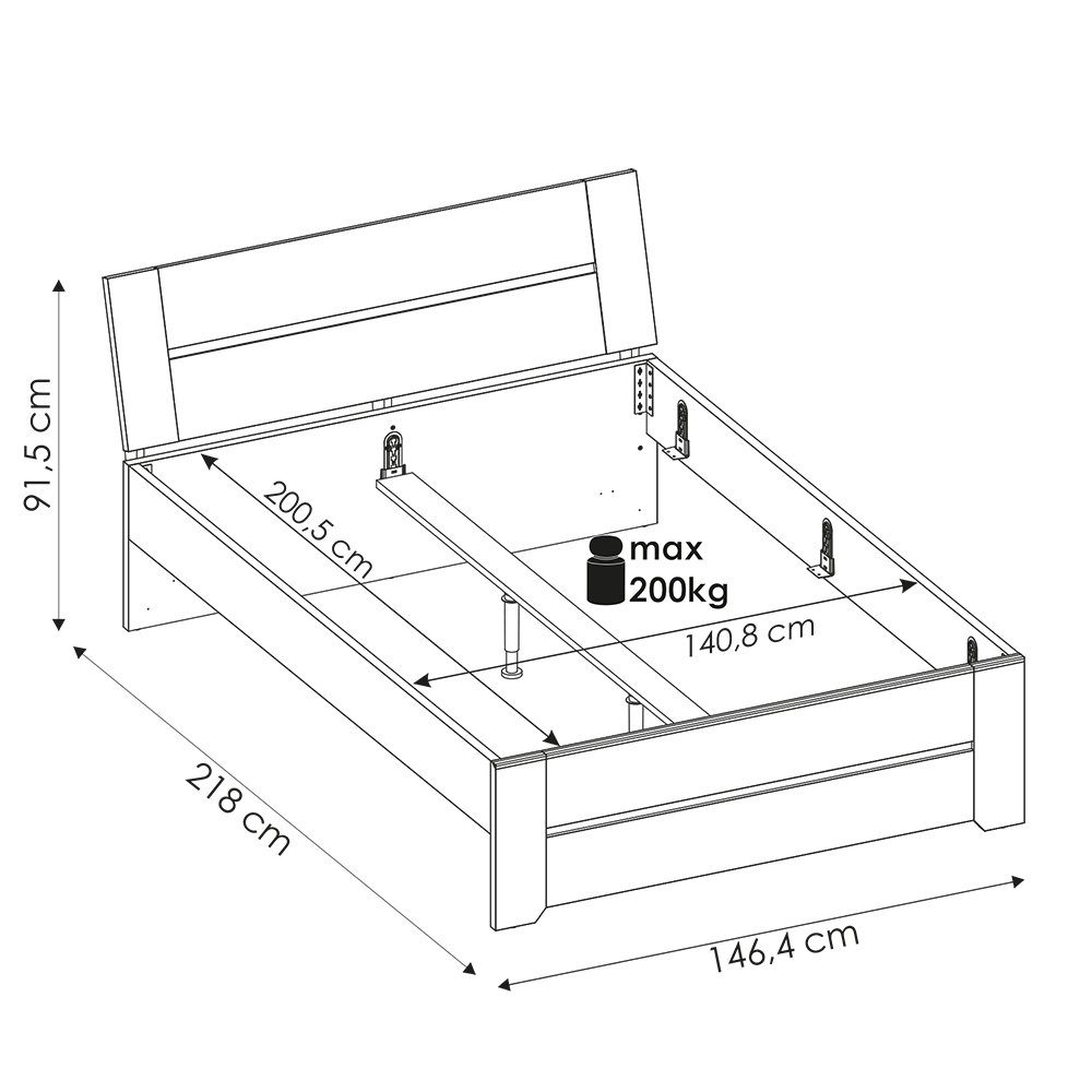 Lomadox Schlafzimmer-Set AMANTEA-129, (Spar-Set, 6-St), mit Bett 140x200cm, Craft Eiche weiß
