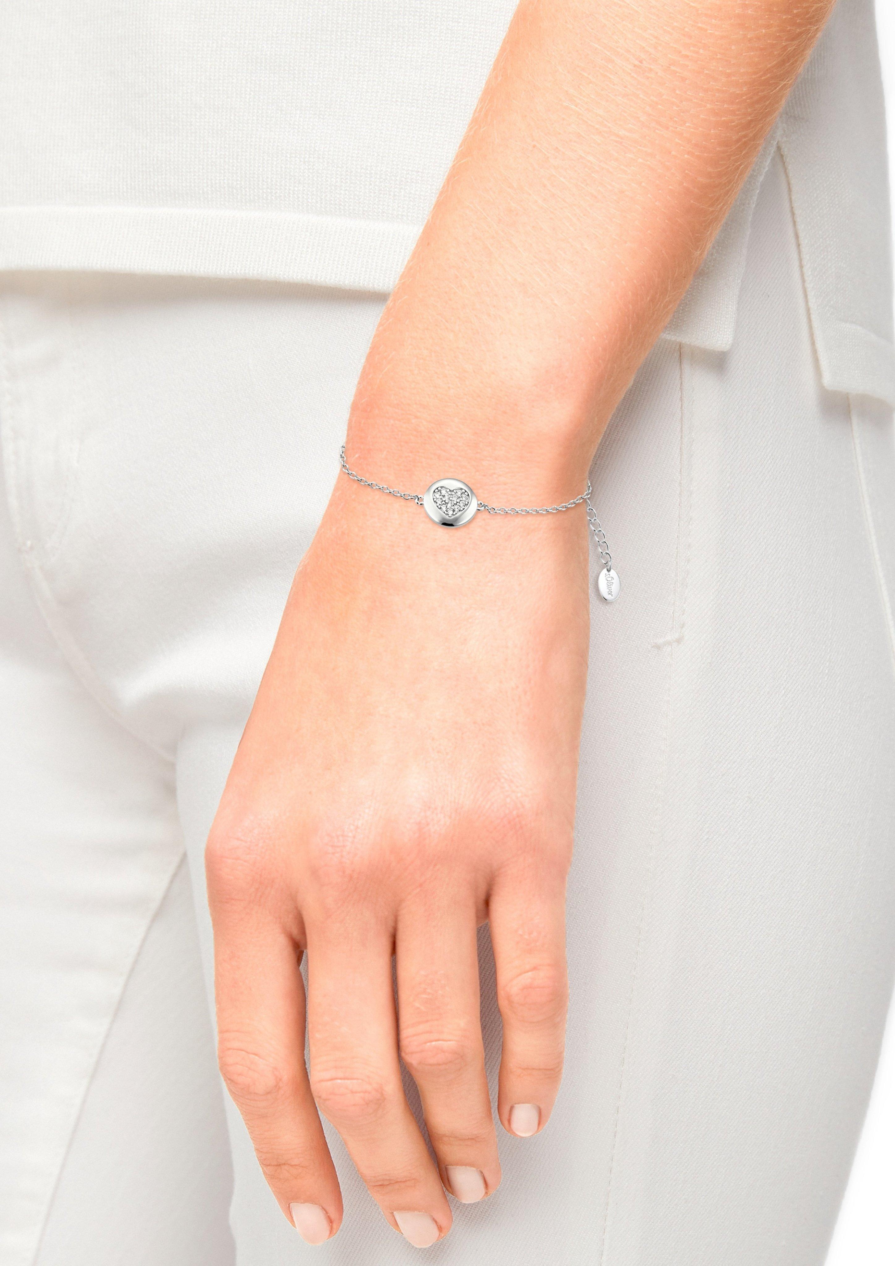 Silber-Armband mit kreisrundem Herz-Anhänger  6009585-92E0