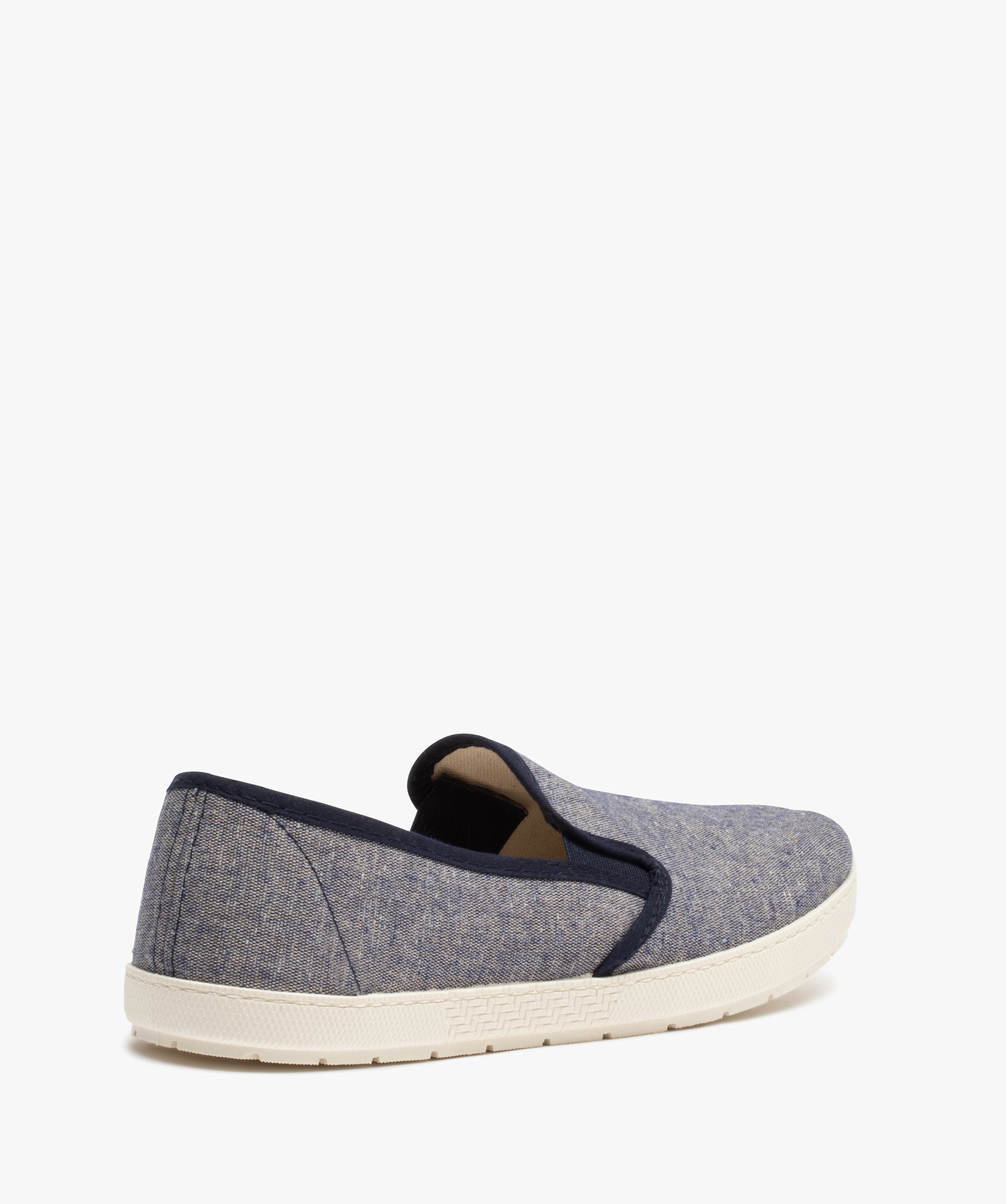 Pantoufles homme en toile chinée et semelle contrastante bleu | GEMO