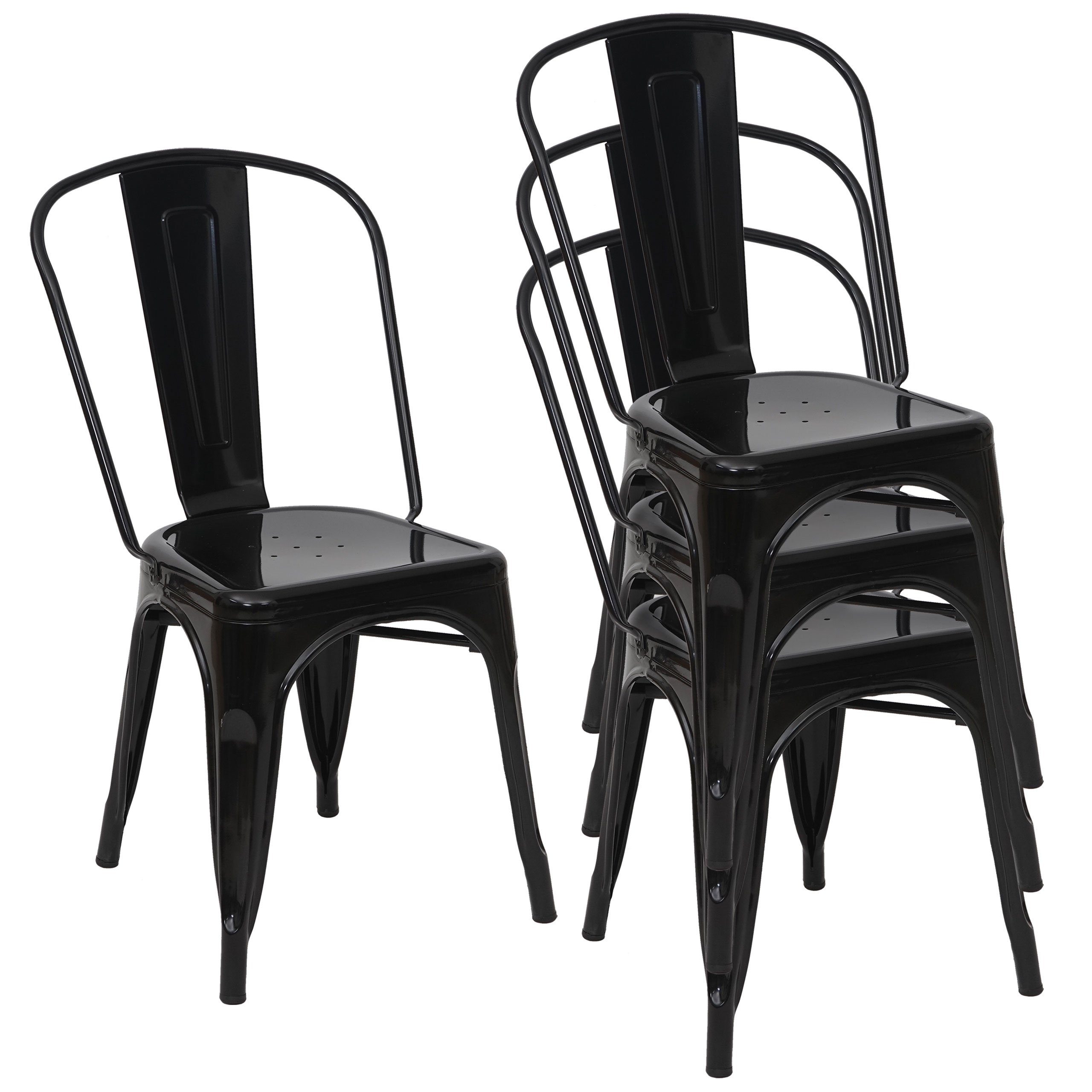 MCW Stapelstuhl MCW-A73-B-4 (Set, 4 St), 4er-Set, Bodenschonende Gummifüße, Querstreben für Stabilität