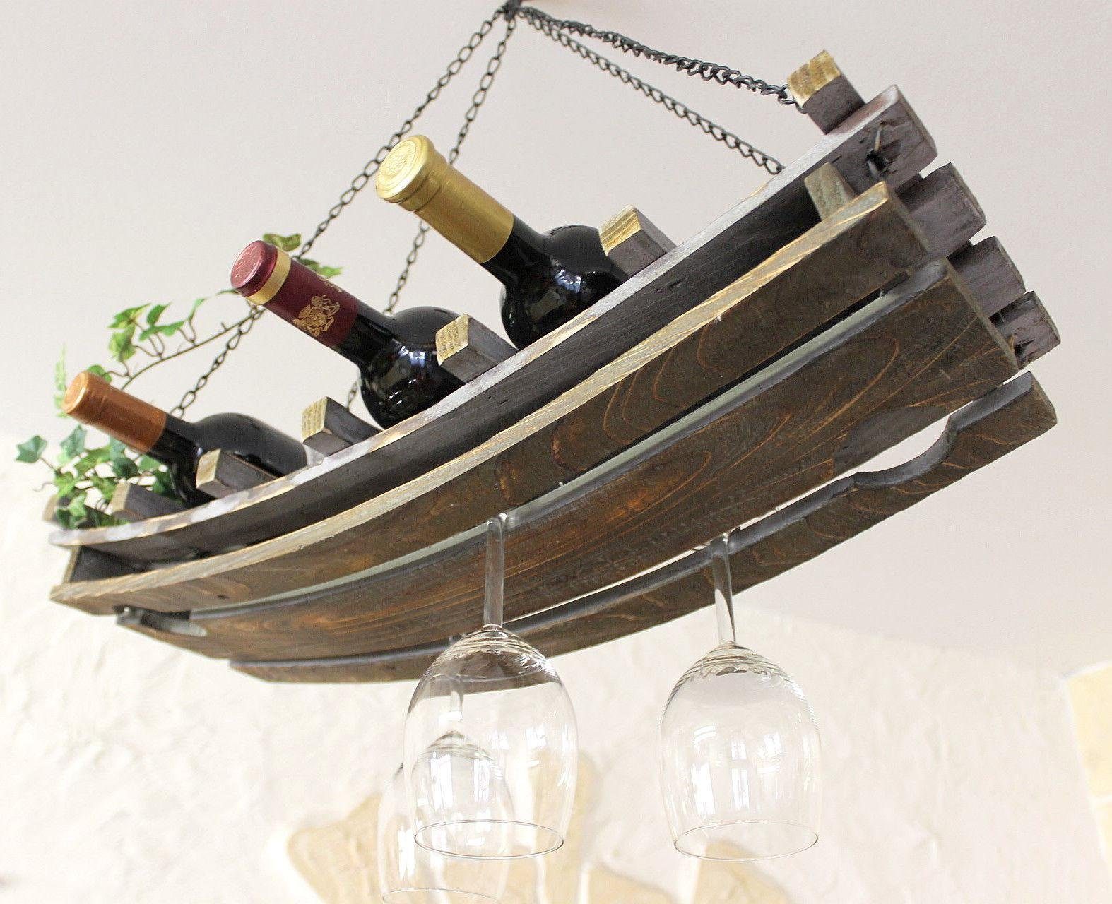 DanDiBo Weinregal Weinregal 5089 Deckenregal aus Holz 65 cm Hängeregal Flaschenhalter Flaschenregal