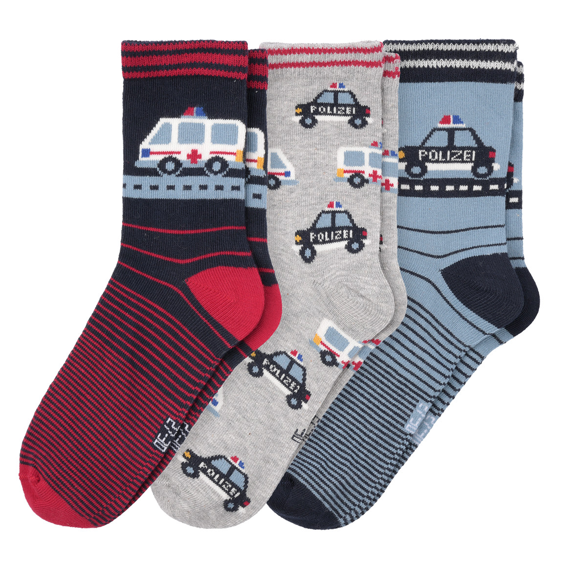 3 Paar Jungen Socken mit Auto-Motiven