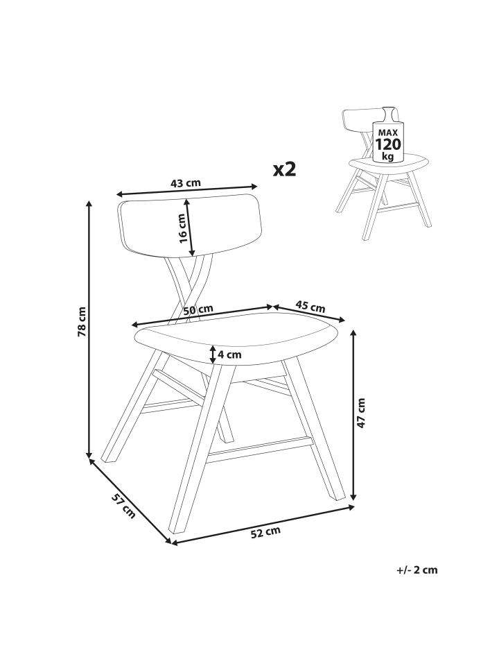 Beliani 2er-Set Esszimmerstuhl LELAND in Braun/Grün günstig kaufen onesize