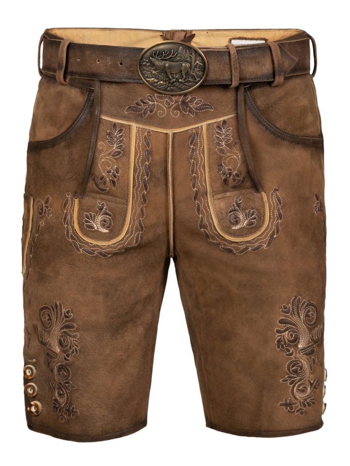Edelnice Kurze Wildbock Lederhose Markus in dunkelbraun günstig kaufen