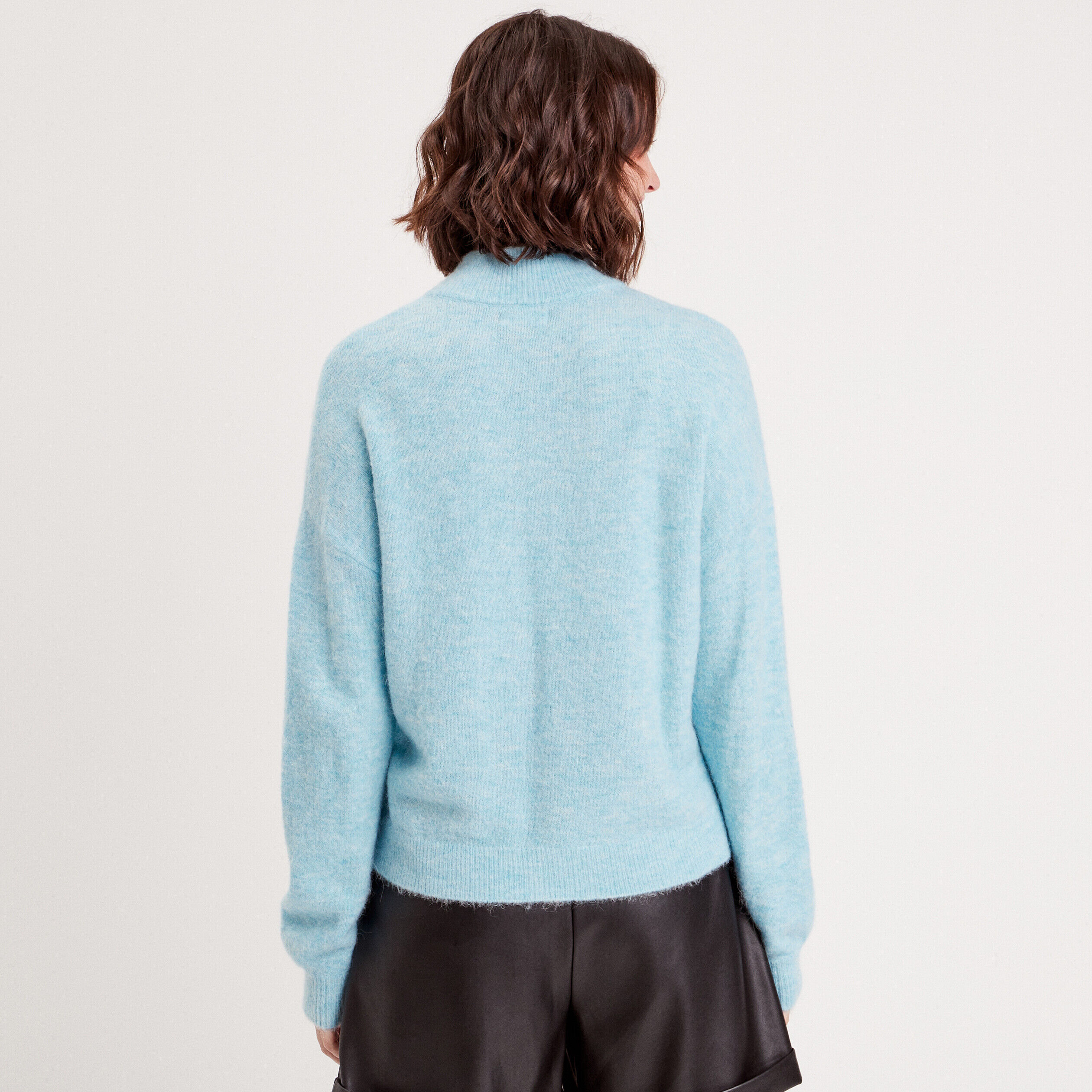Pull col montant bleu ciel femme | Cache Cache
