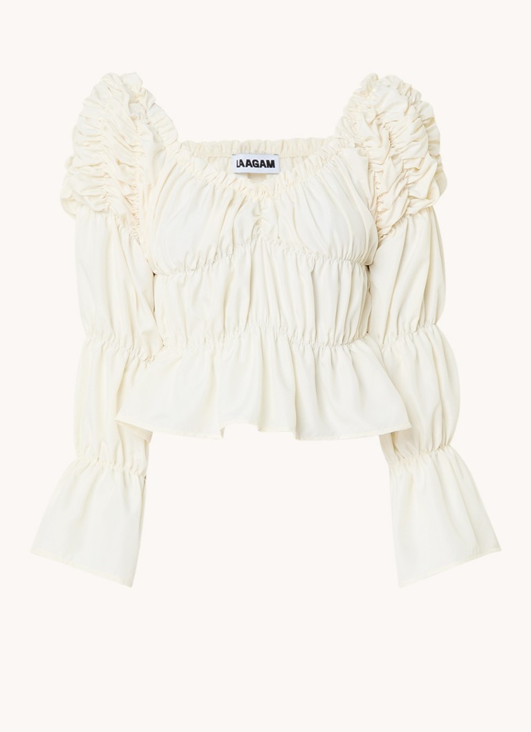 Laagam  Sadie top met smockwerk en V-hals
