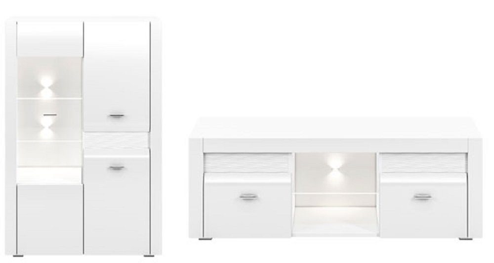 Feldmann-Wohnen Wohnwand ARKO, (Set, 1 Lowboard + 1 Vitrine), Gesamtmaße B/T/H: 230 cm x 42 cm x 138 cm