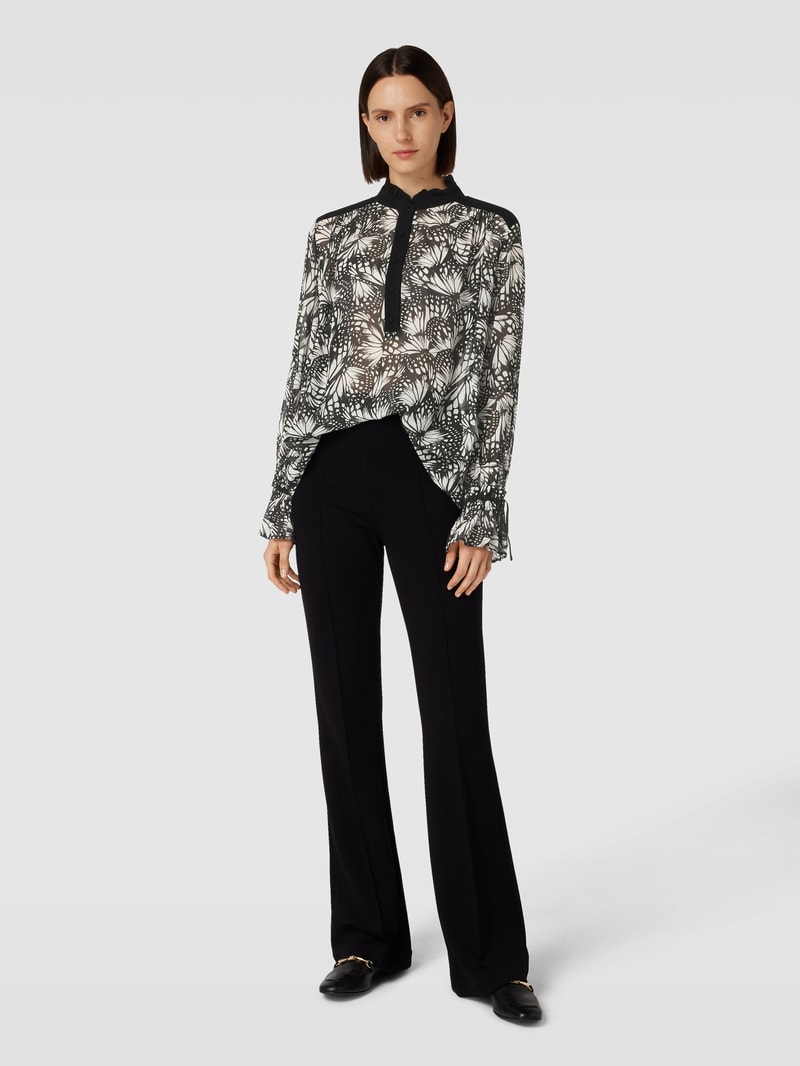 Bluse aus Viskose mit Allover-Muster in schwarz