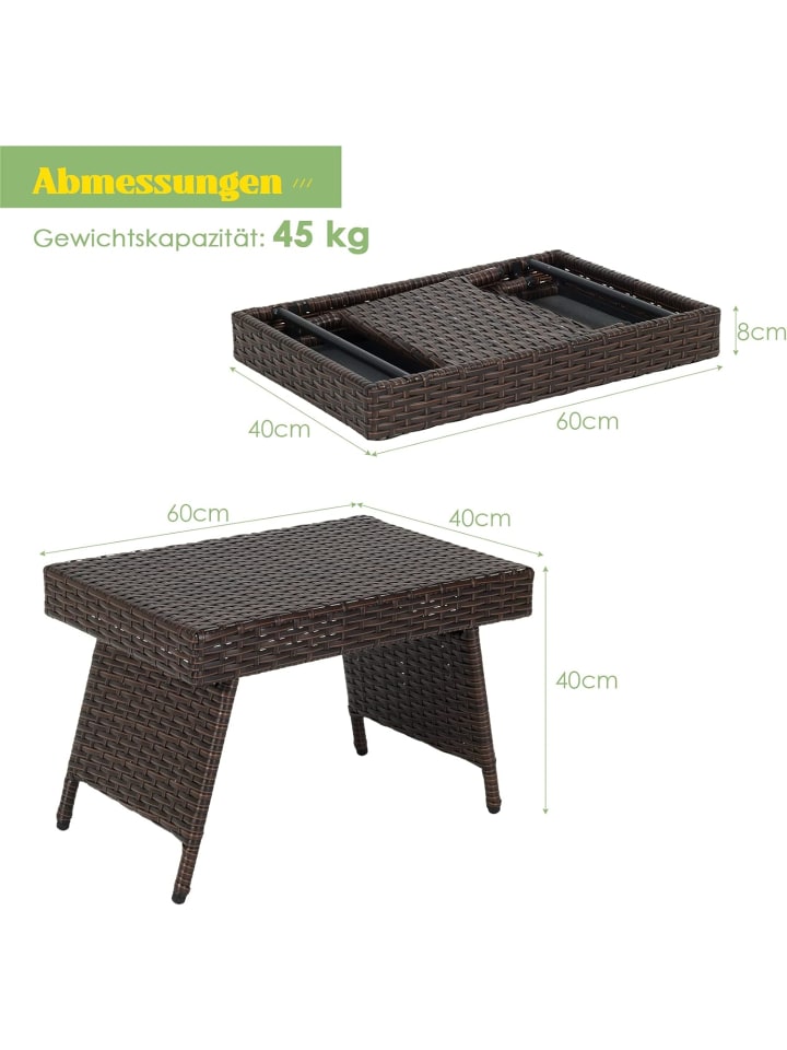 COSTWAY Gartentisch 60x40x40cm in Braun günstig kaufen onesize