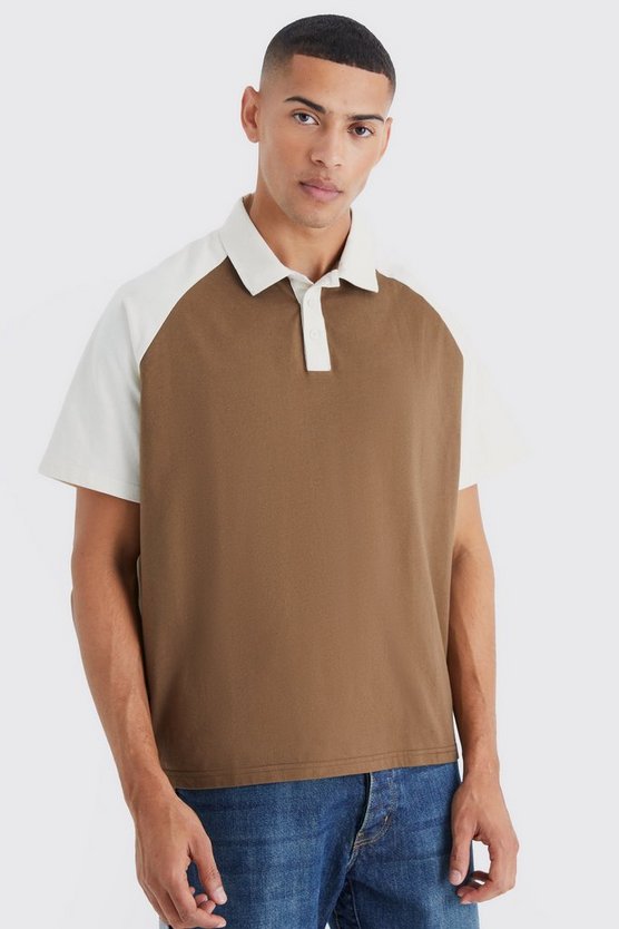 Kastiges Oversize Raglan Poloshirt