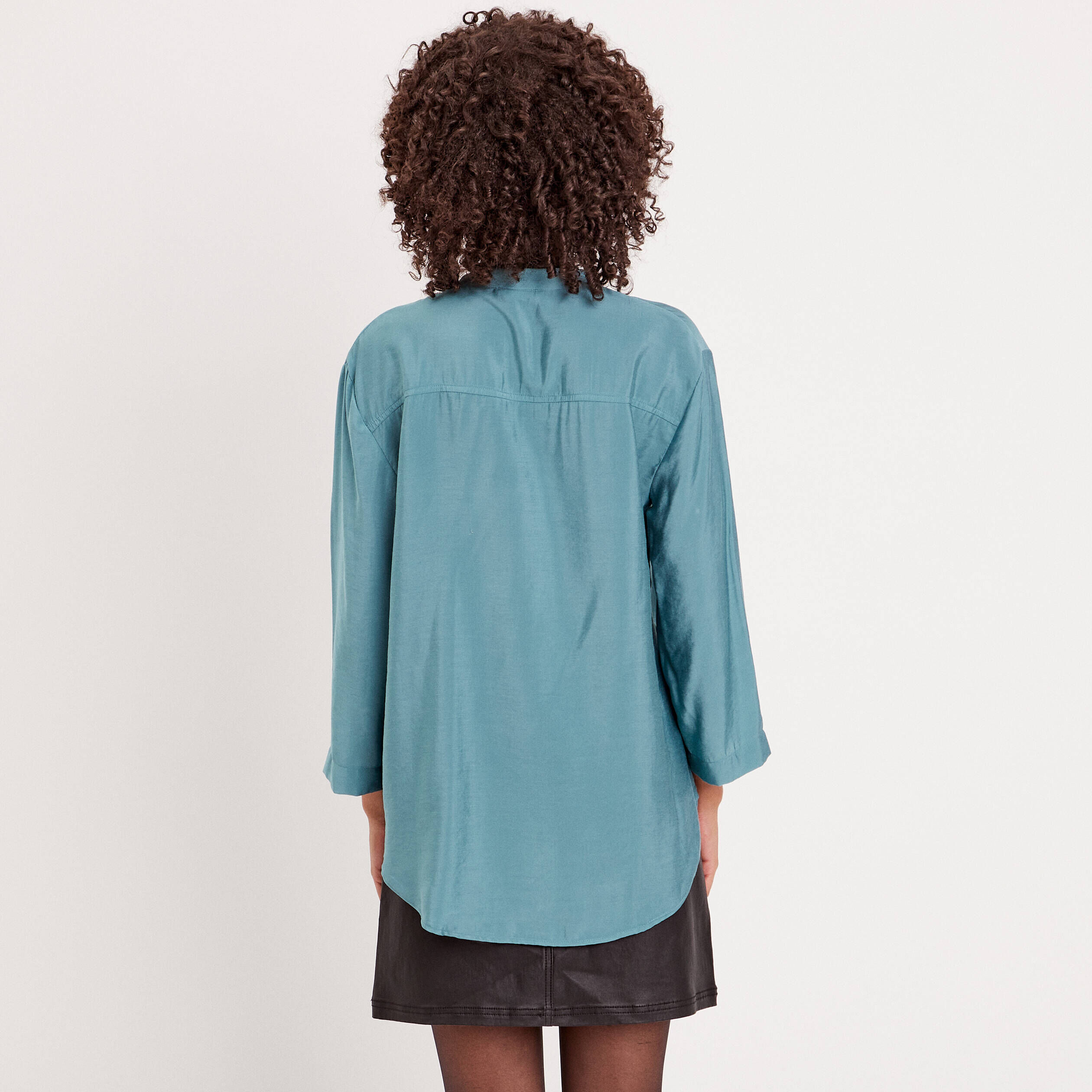 Chemise manches 3/4 bleu pétrole femme | Cache Cache