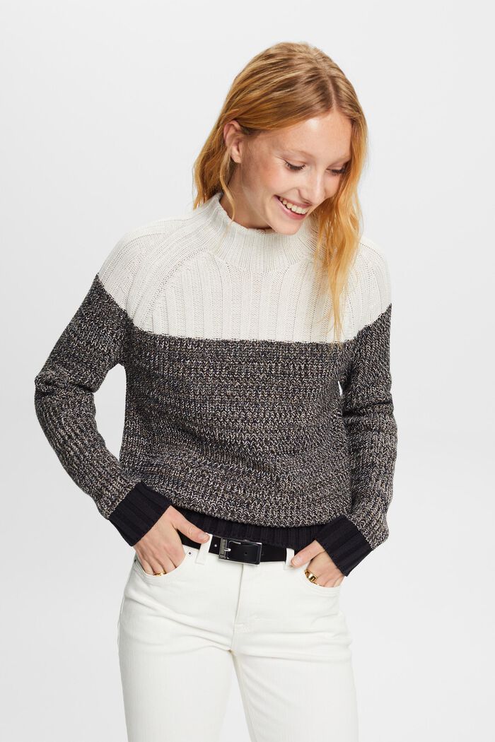 Baumwollpullover mit Stehkragen