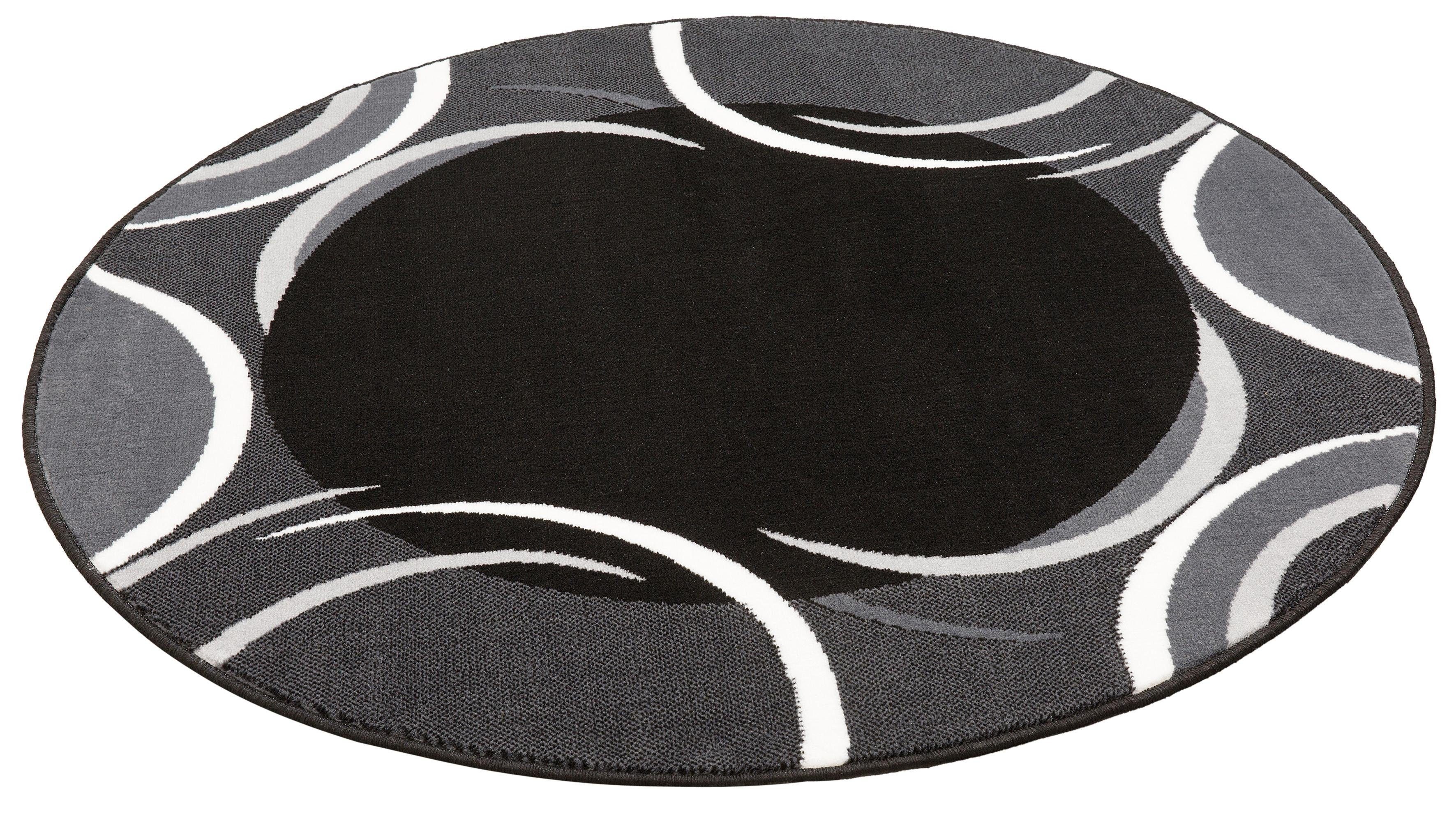 Teppich Noah, my home, rund, Höhe: 7 mm, mit Bordüre, Kurzflor, verspieltes Design, pflegeleicht, elegant