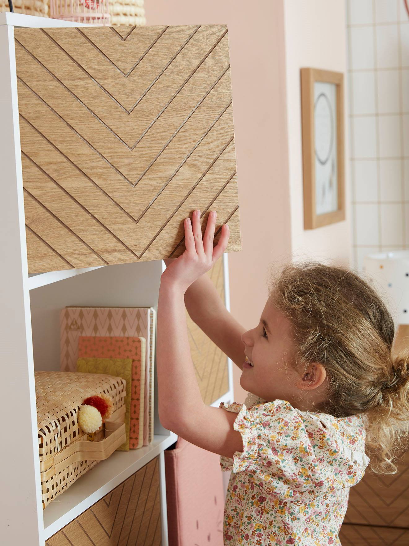 Vertbaudet Kinderzimmer Regal CHEVRONS - weiß/natur