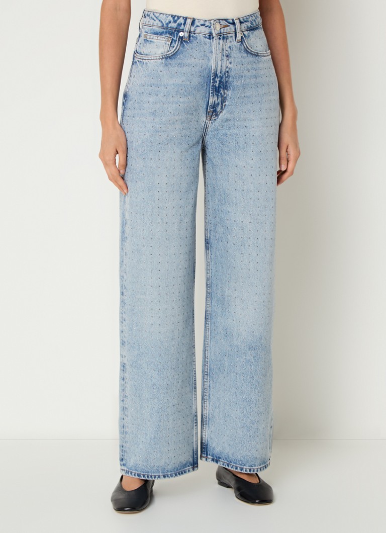 SAMSØE SAMSØE  Sashelly high waist wide leg jeans van biologisch katoen met  studs