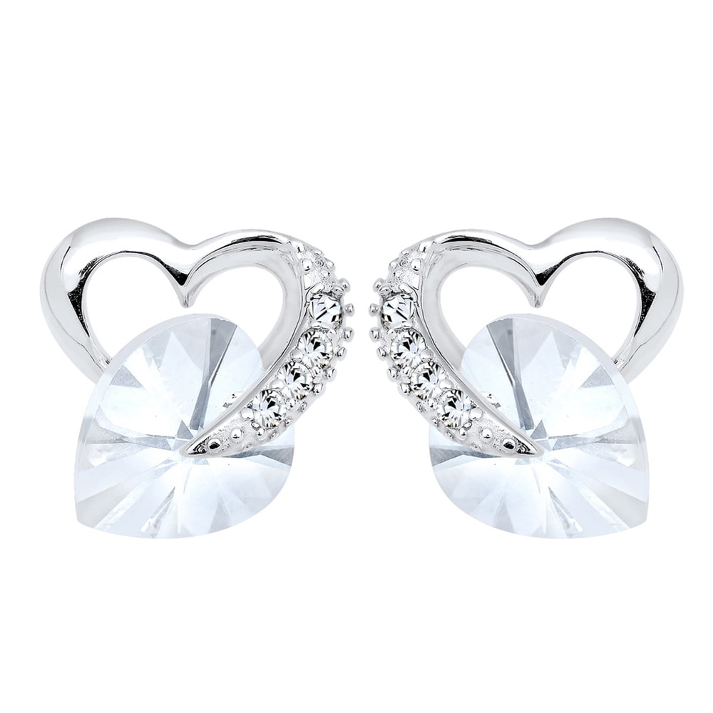 Elli Elli Boucles d'Oreilles Herz Liebe Kristalle 925 Silber Honey Boucles d'oreilles