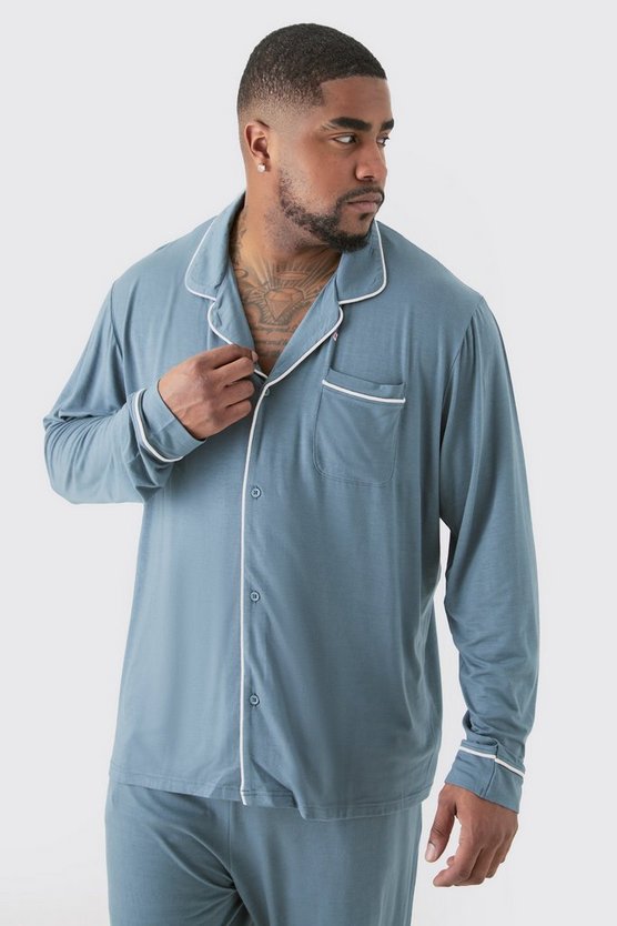 Plus lockeres Premium Loungewear-Hemd & Unterteil